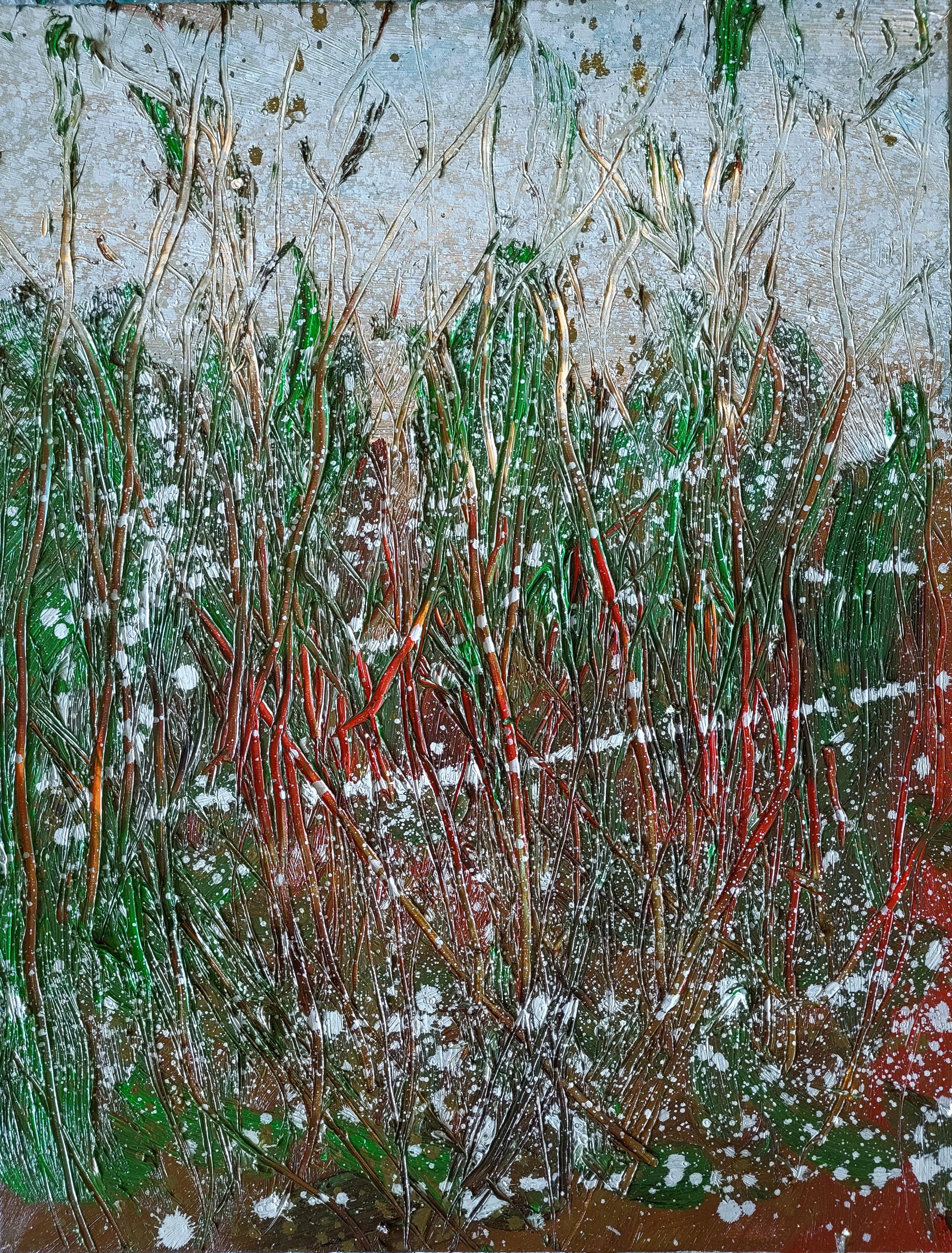 Fuoco d'autunno 1 (Pittura astratta) - Abstract Painting Grigio di Reiner Heidorn