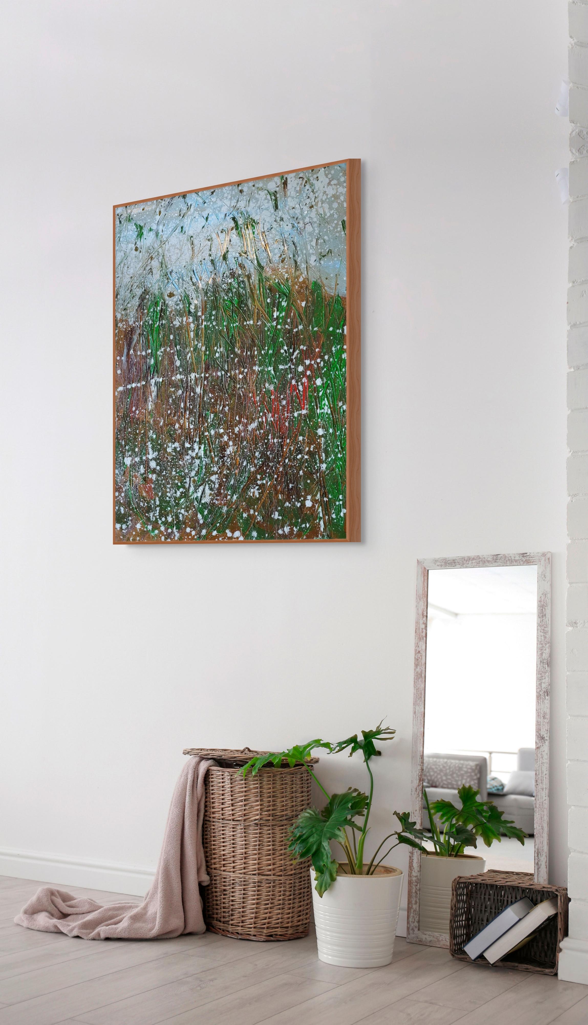 Herbstfeuer 2 (Abstrakte Malerei) (Grau), Abstract Painting, von Reiner Heidorn