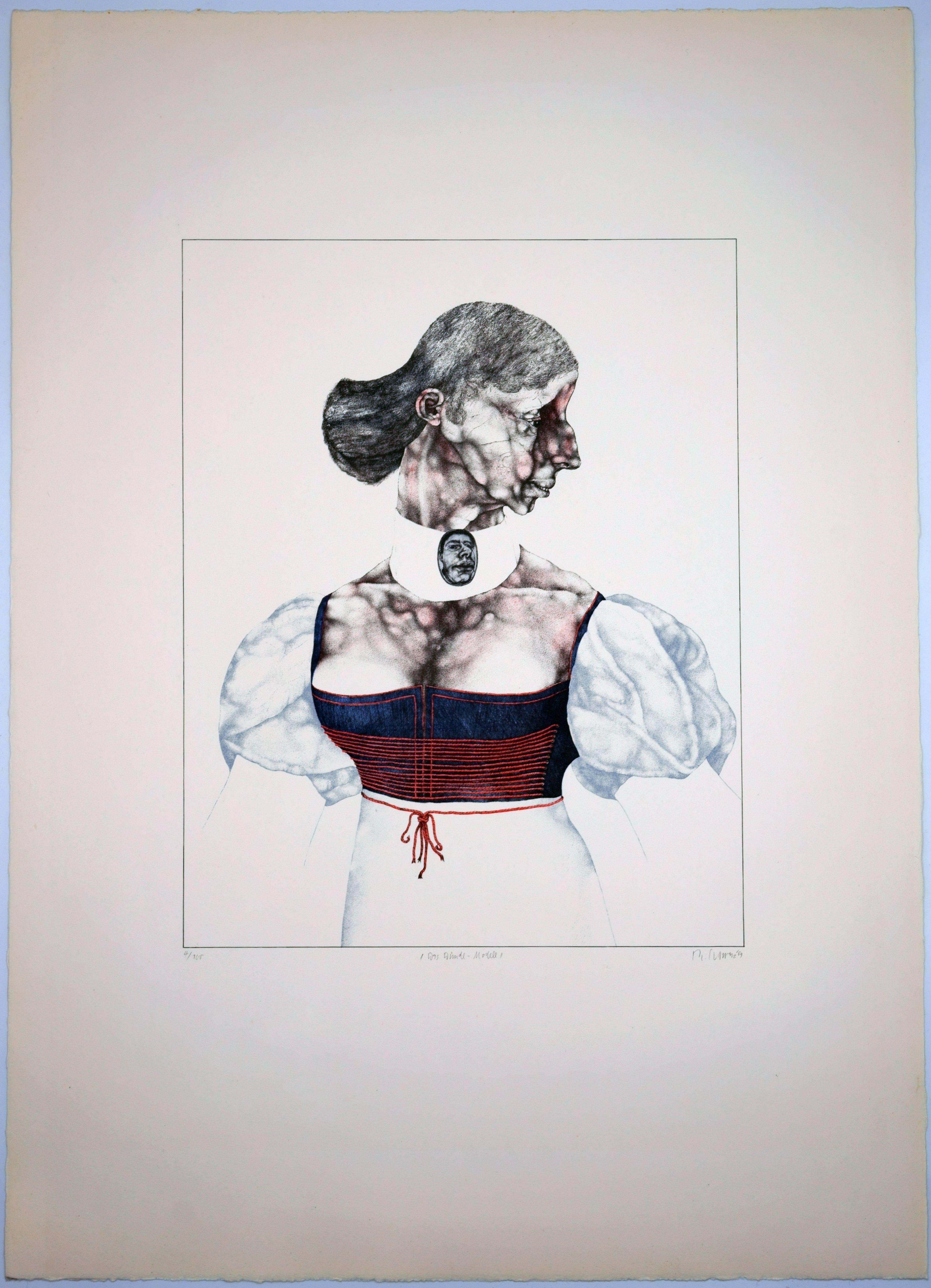 The Dirndl Model / - The strangeness of the homeland - - Surrealist Print by Reiner Schwarz
