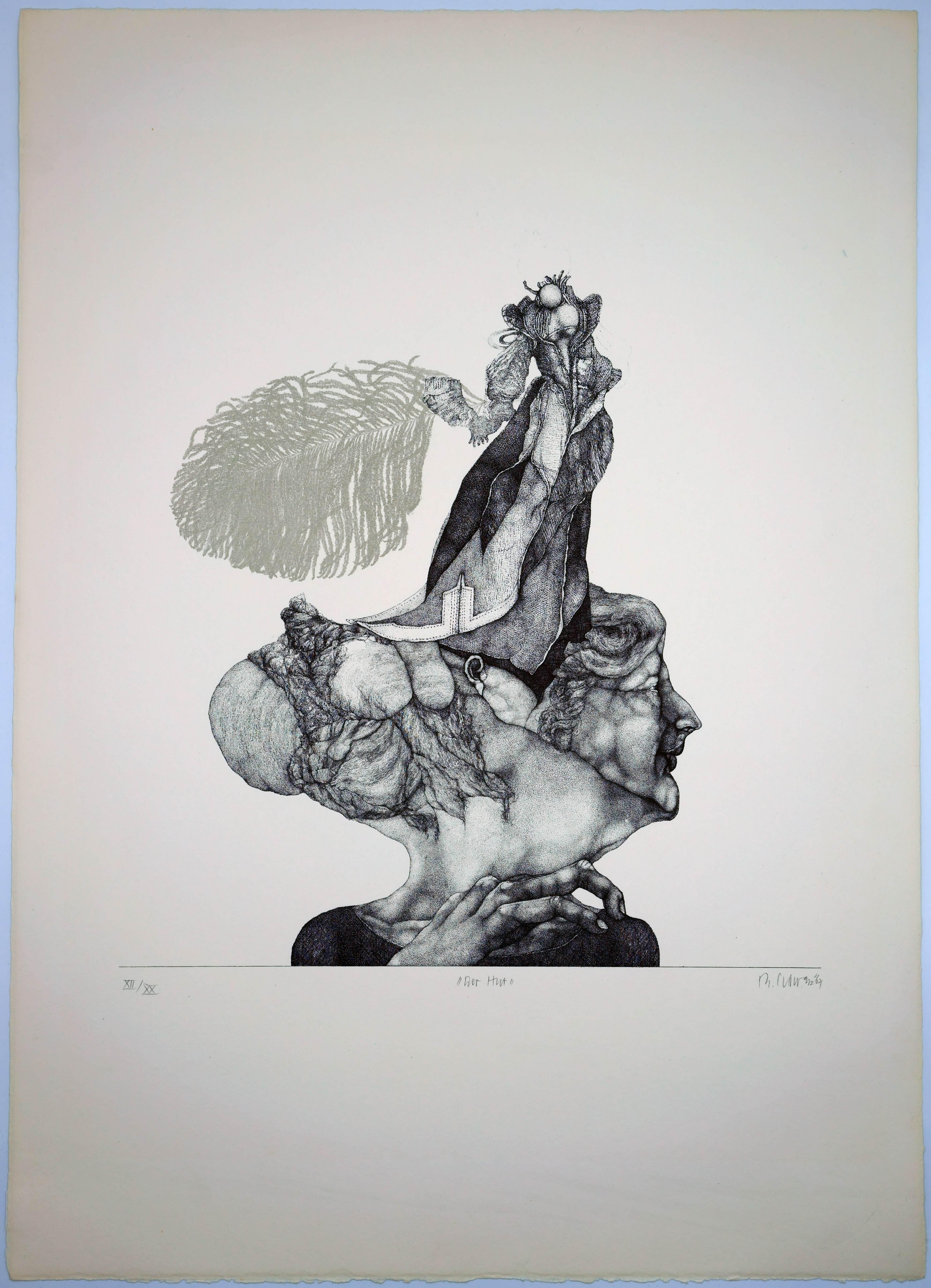 The Hut / - The head of the hat - - Surrealist Print by Reiner Schwarz