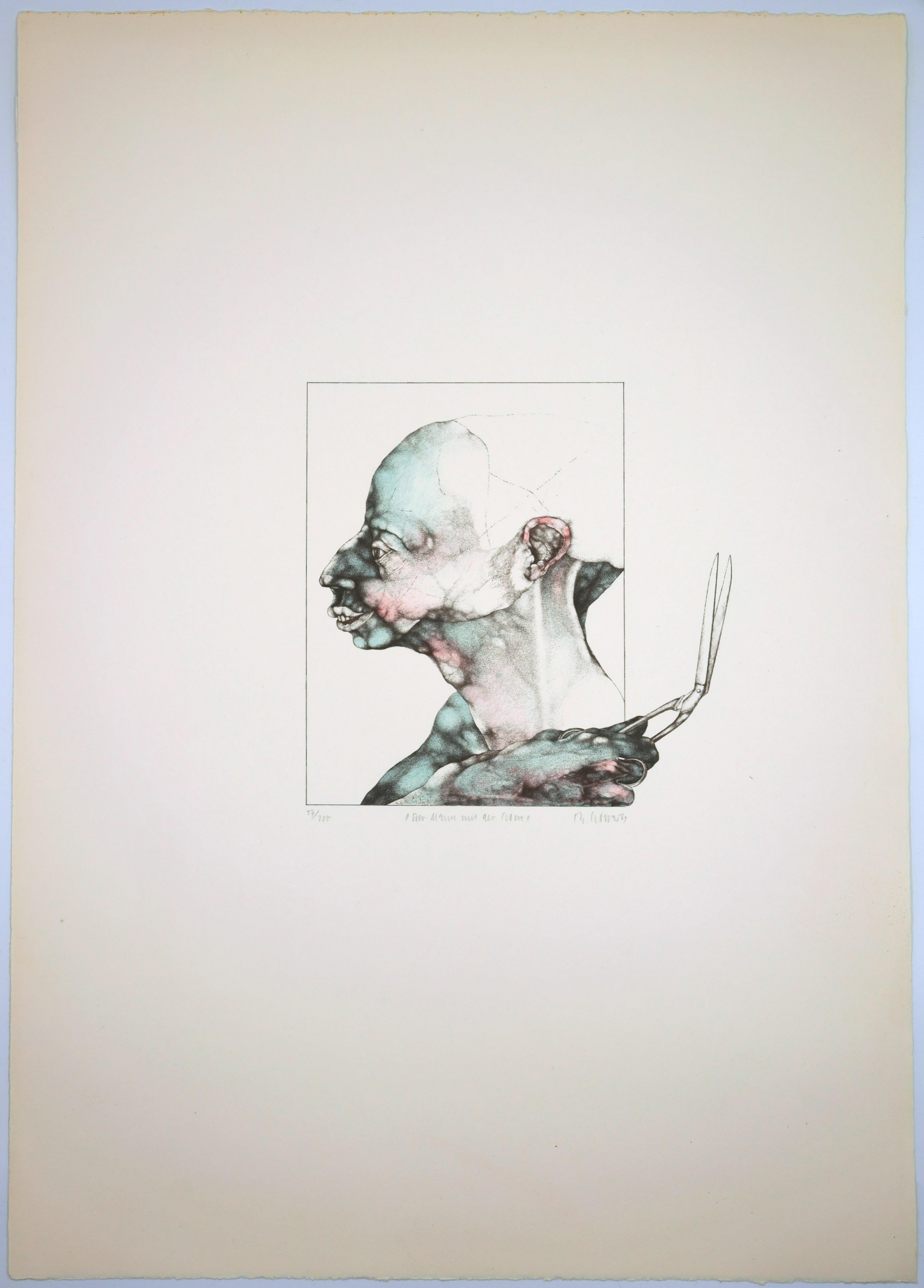 The man with the scissors / - The Instrument of Reality Formation - (Surrealismus), Print, von Reiner Schwarz