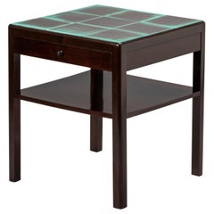 Reiners Möblefabrik, Swedish Art Deco Ebonized Birch & Turquoise Tile-Top Table