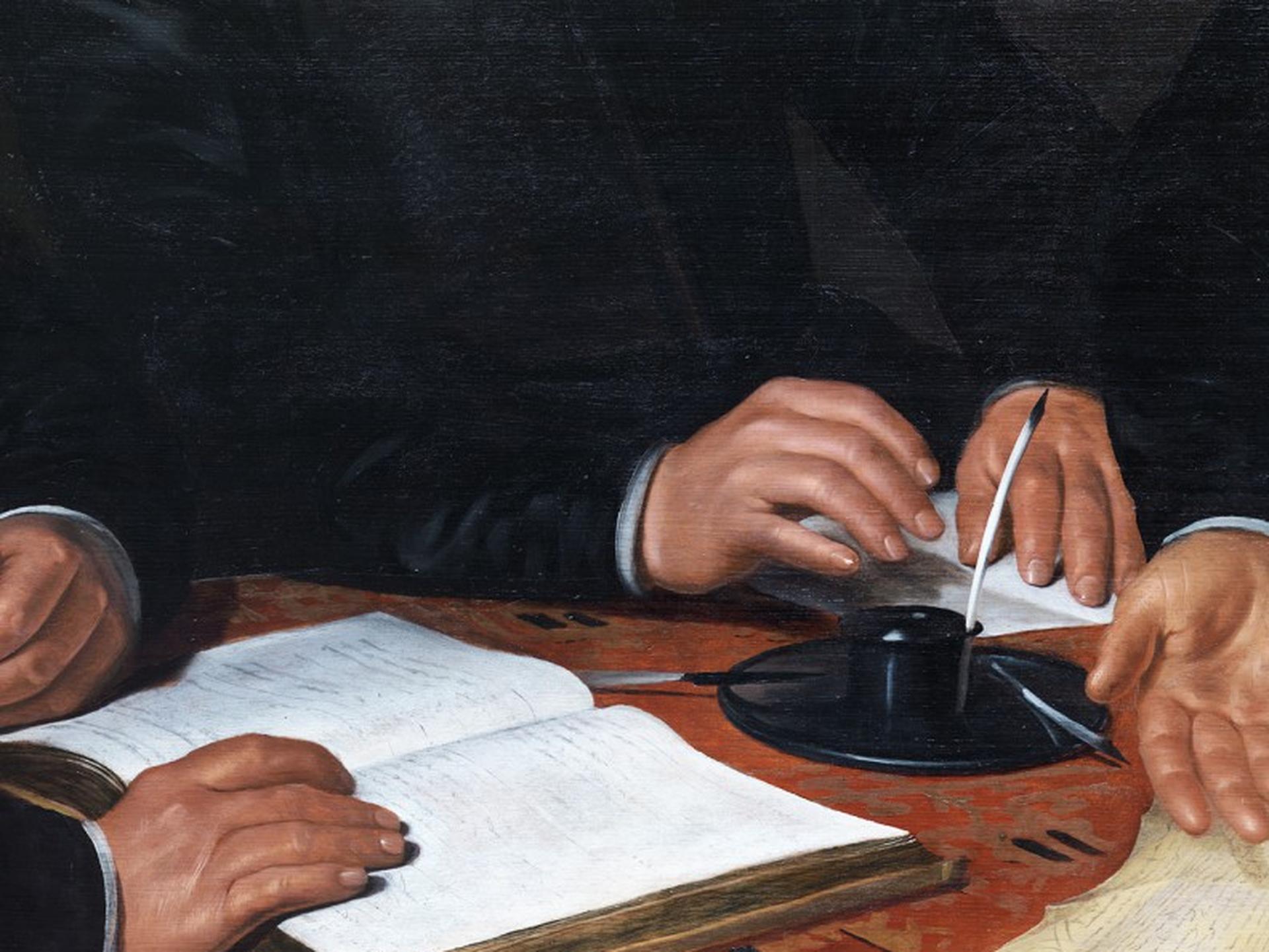 DETTAGLIO DA: QUATTRO REGGENTI DELLA GROOT-KRAMERGILD, 1622 dipinto - Photograph di Reinhard Görner