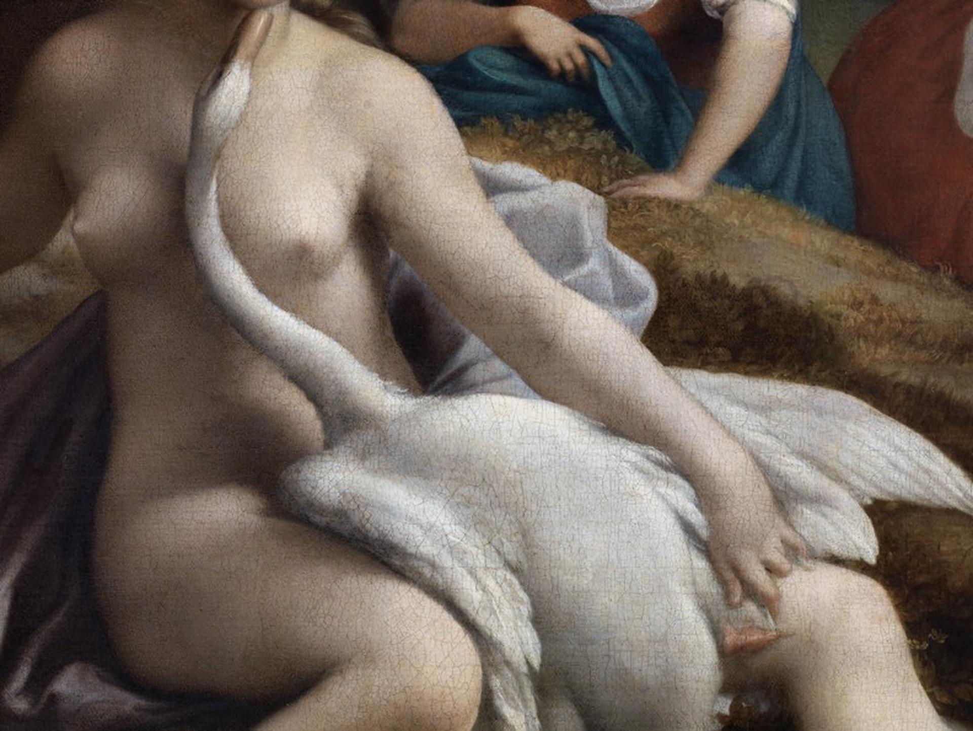 Reinhard Görner - Leda mit Schwan, 1532, Correggio - Gemälde Detailaufnahme im Angebot 1