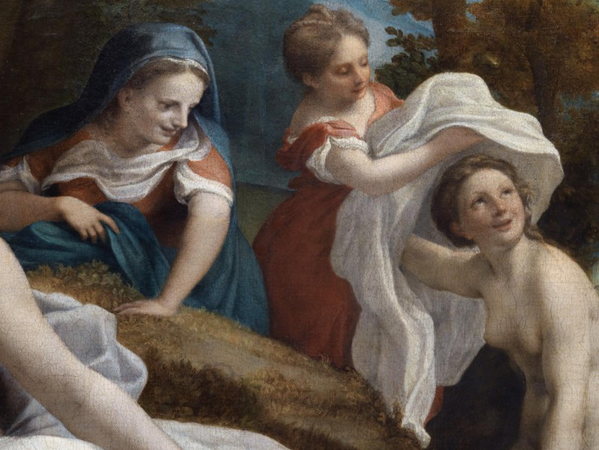 Reinhard Görner - Leda mit Schwan, 1532, Correggio - Gemälde Detailaufnahme im Angebot 3