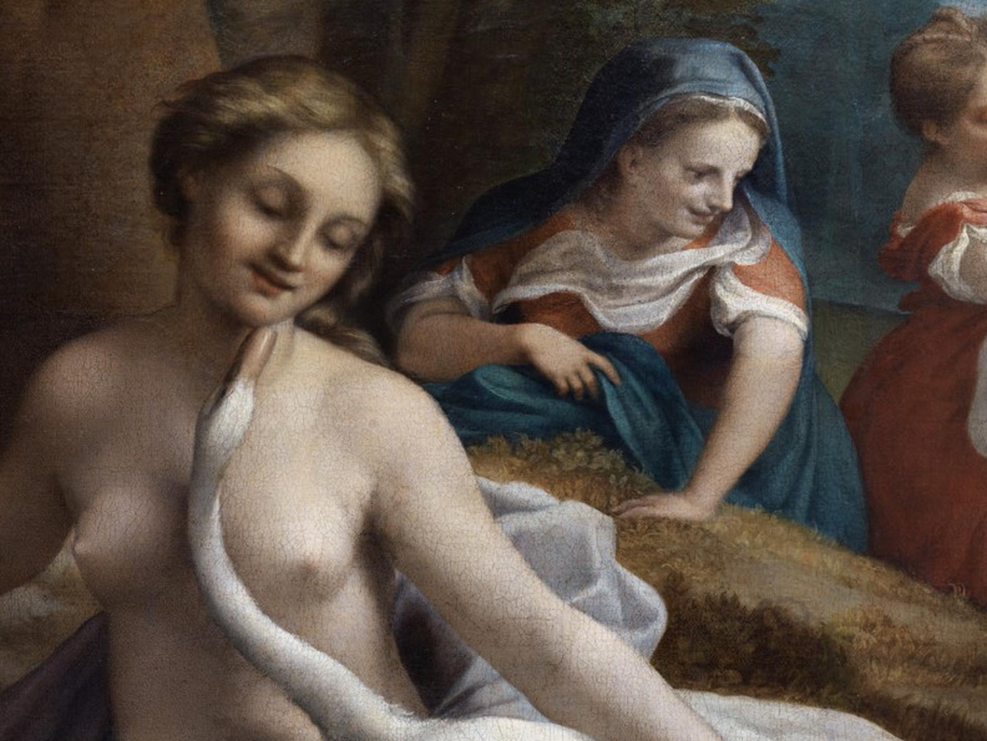 Reinhard Görner - Leda mit Schwan, 1532, Correggio - Gemälde Detailaufnahme im Angebot 4