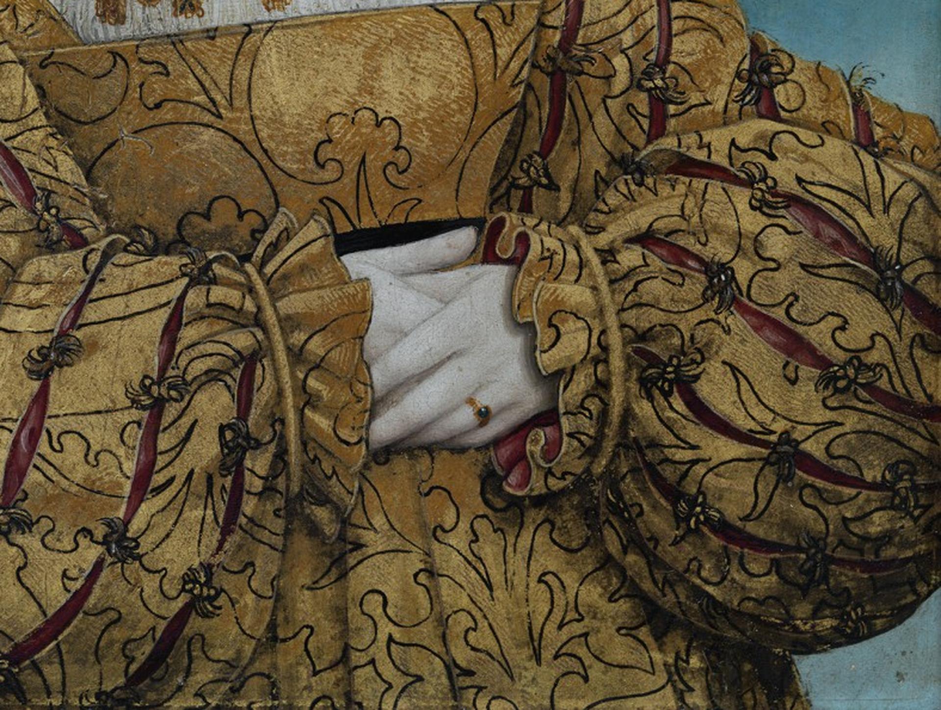 Ausschnitt aus: Königin Anna von Bohemia und Ungarn
HANS MALER, 1525, GEMÄLDEGALERIE BERLIN
2008

Dieses Werk des renommierten deutschen Fotografen Reinhard Görner ist eine beeindruckende fotografische Interpretation eines Meisterwerks der