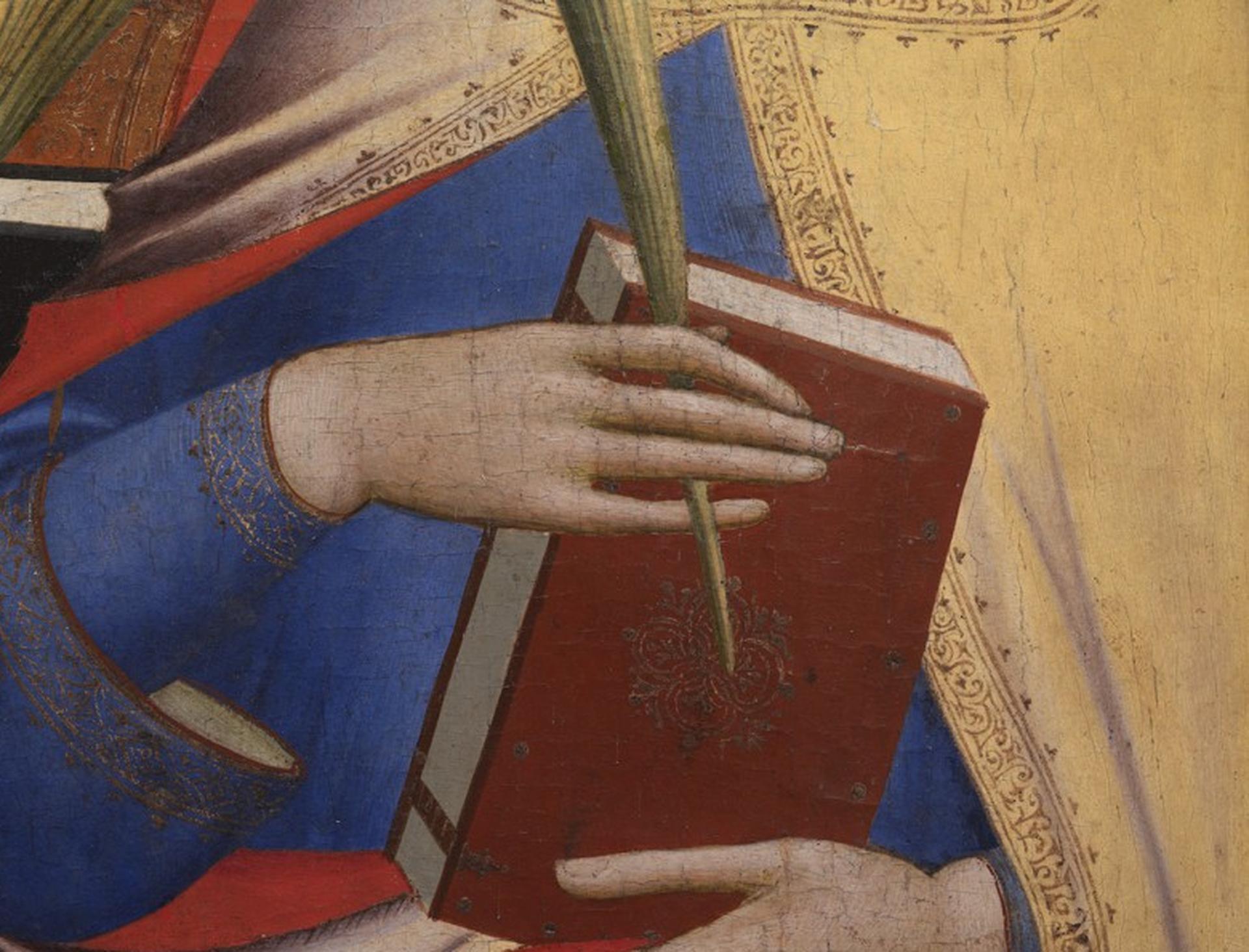 Detail: Die Heiligen Laurentius und Catherine, Giovanni Gaddi, Gemälde von 1380, Detail (Konzeptionell), Photograph, von Reinhard Görner