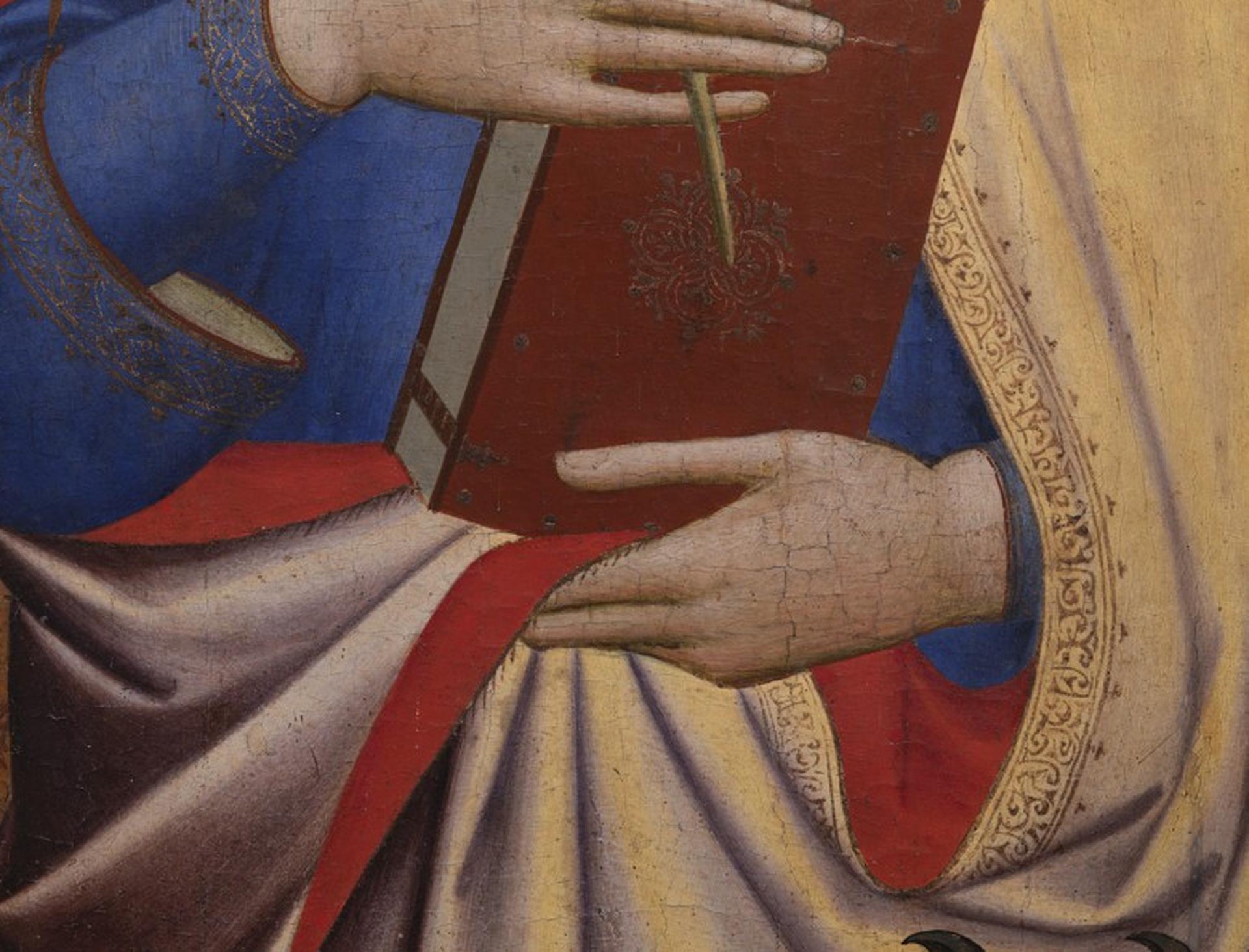 Detail: Die Heiligen Laurentius und Catherine, Giovanni Gaddi, Gemälde von 1380, Detail (Schwarz), Abstract Photograph, von Reinhard Görner