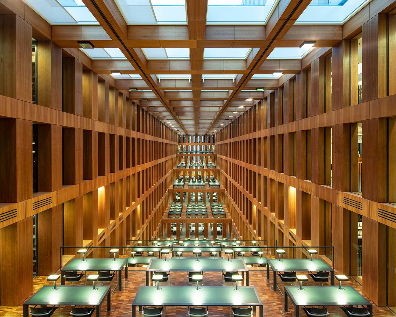 Reinhard Görner Color Photograph - Jacob and Wilhelm Grimm Centre, Berlin, Germany, architectural library