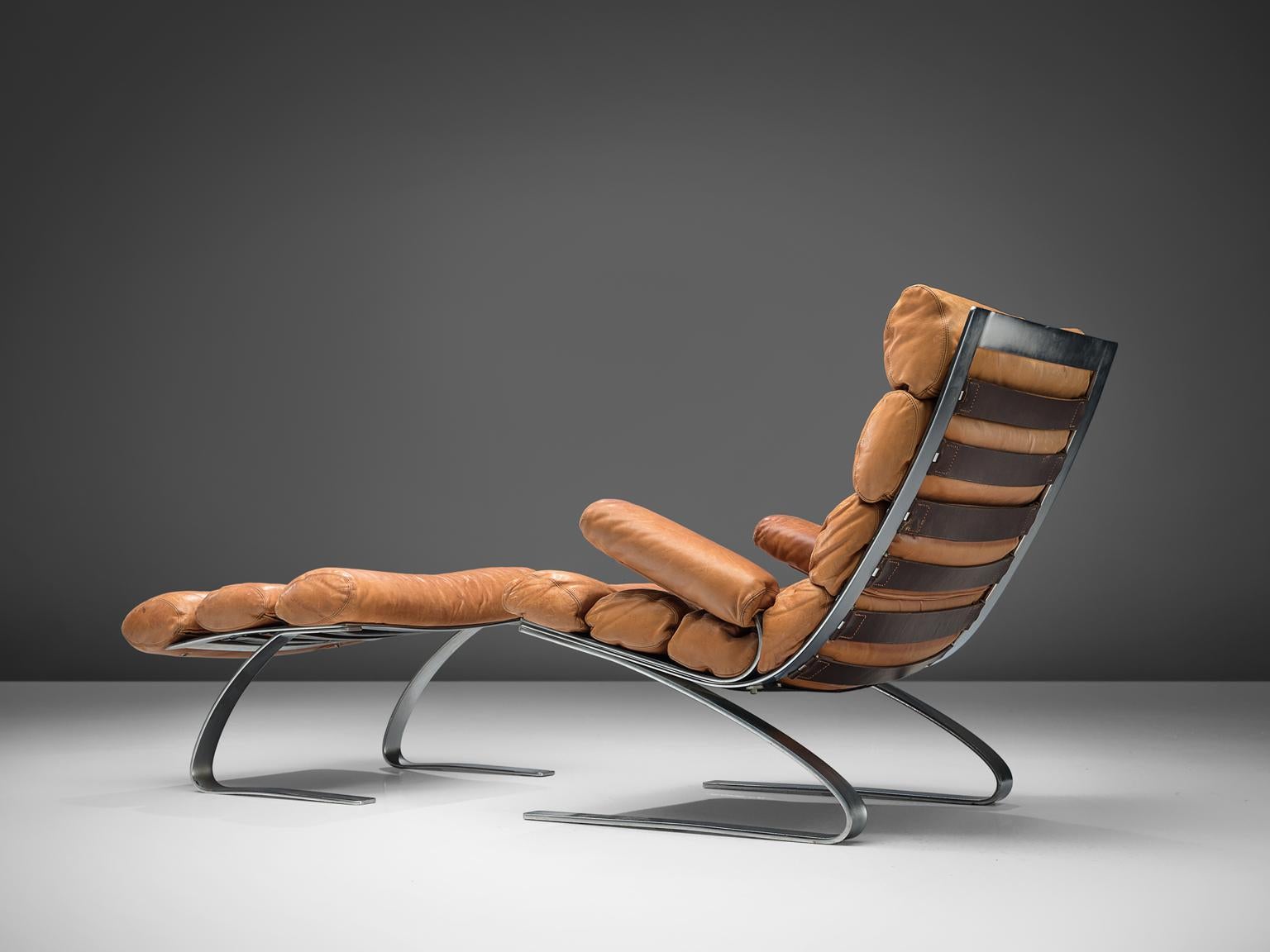 German Reinhold Adolf & Hans-jürgen Schräpfer Cognac Leather 'Sinus' Lounge Chair