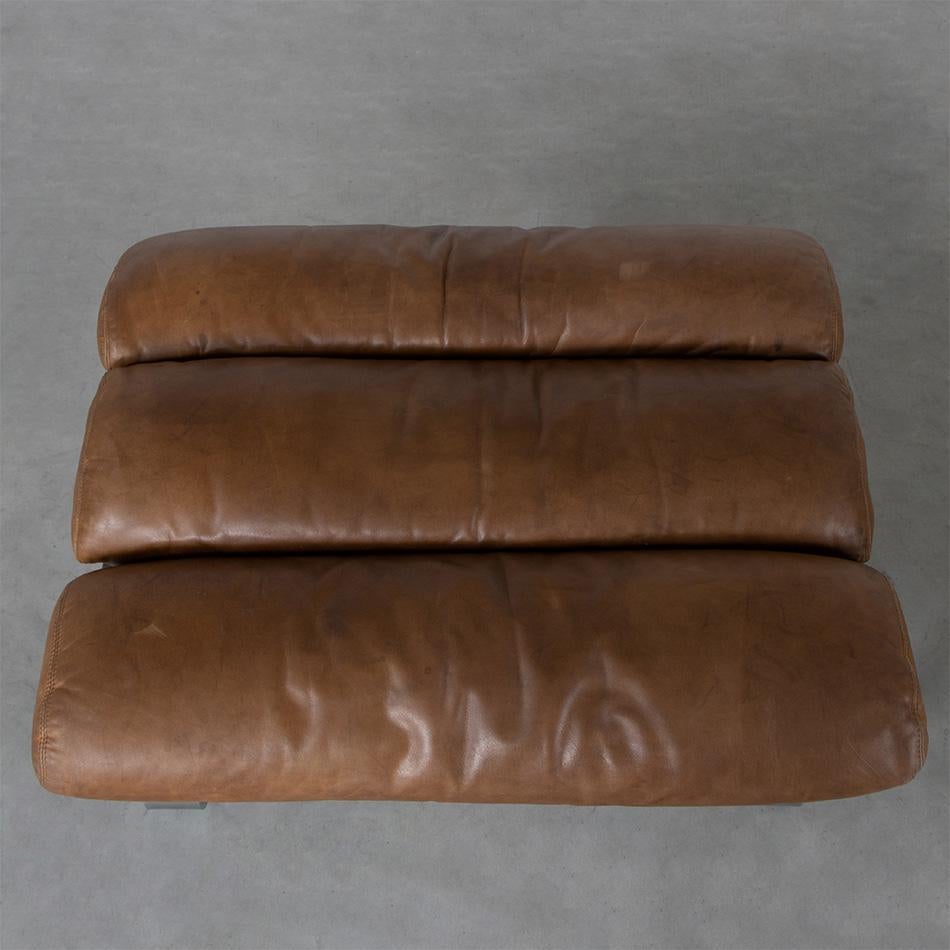 Reinhold Adolf & Hans-Jürgen Schröpfer Sinus Lounge Chair Brown Patined Leather 1