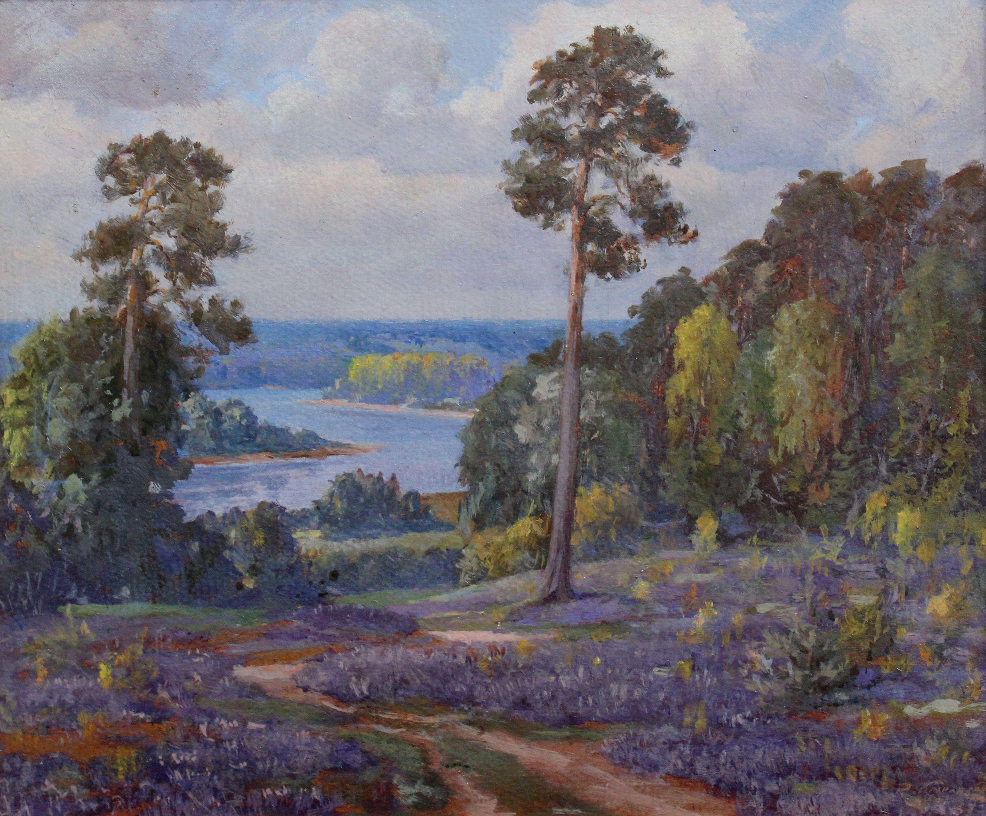 Reinhold Kasparsons Interior Painting – Landschaft. 1937, Öl auf Karton, 34x40 cm
