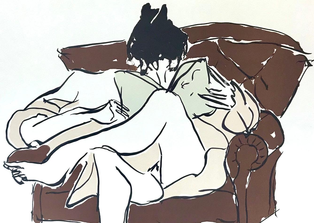 REINHOUD D'HAESE - FRAU LIEST
Original-Lithographie, ca. 1974
Handsigniert mit Bleistift
Probedruck in Paris Frankreich auf Arches-Papier im traditionellen Handlithografie-Verfahren 

WOMAN READING ist ein sehr locker gezeichnetes, figuratives