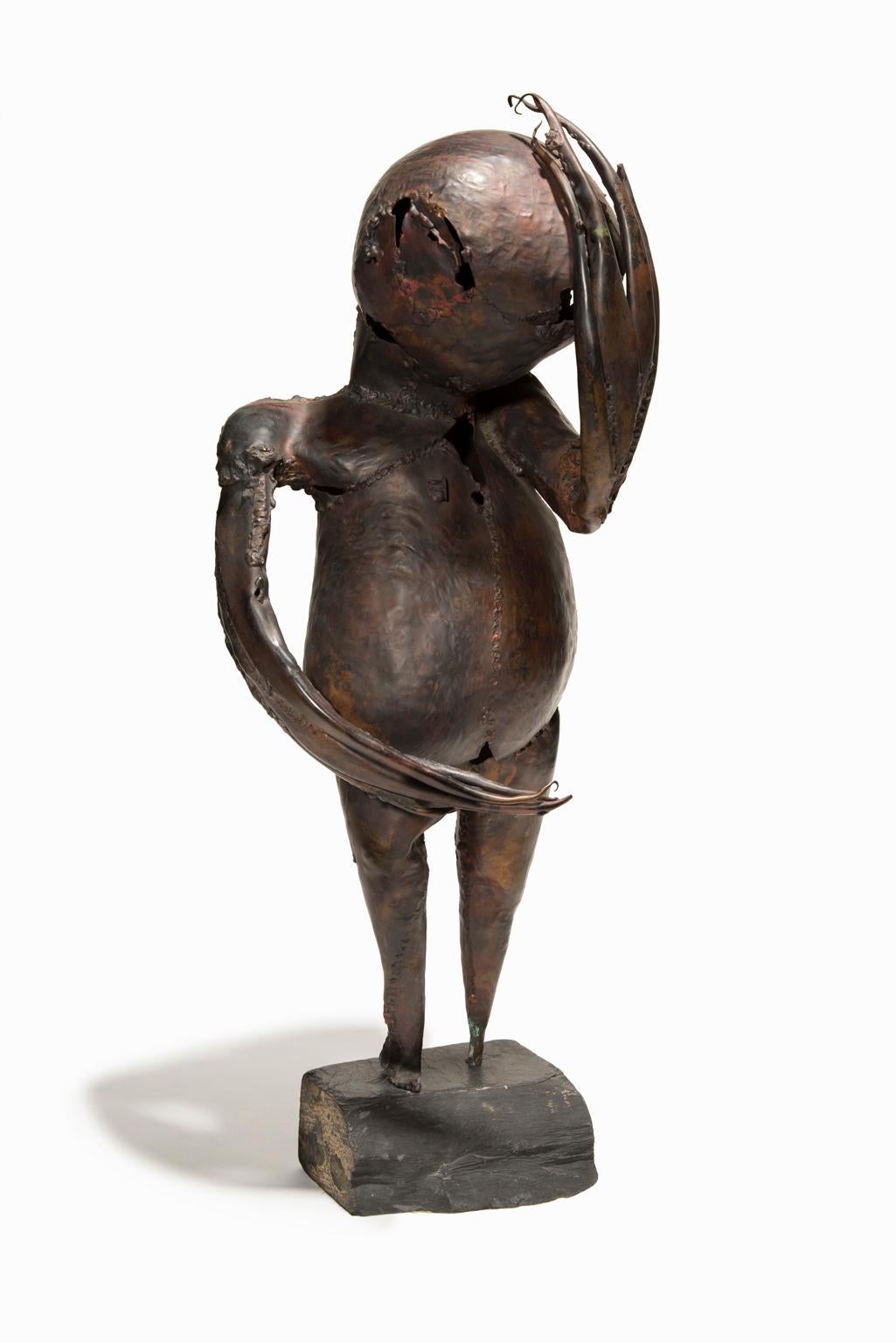  Reinhoud dHaese Sculpture Mythical Figure Copper & Stone - Black Figurative Sculpture by Reinhoud d'Haese