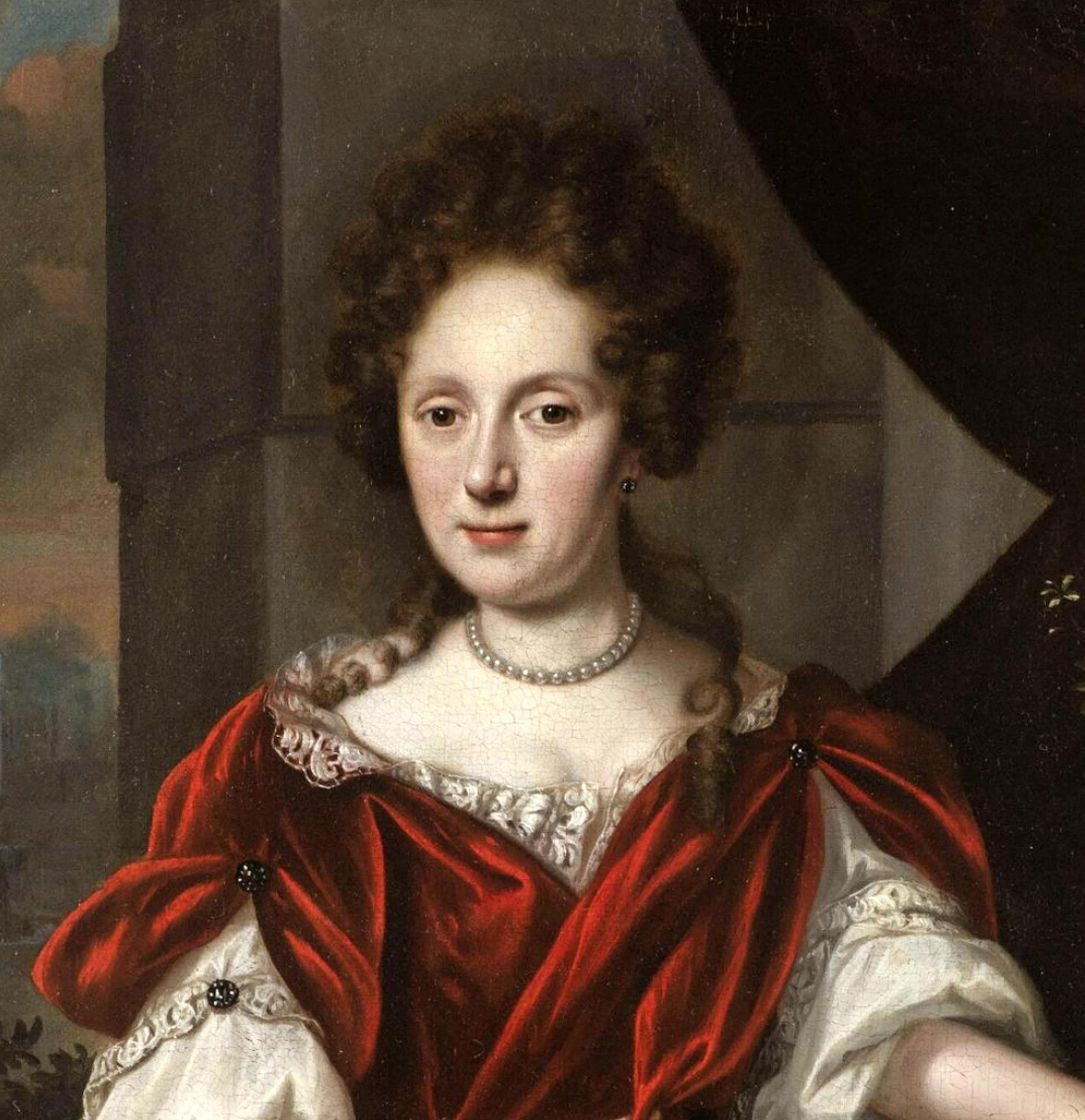Reinier De La Haye (1640-1695) - PORTRAIT EINER DAME VOR EINER PARKLANDSCHAFT (Barock) im Angebot