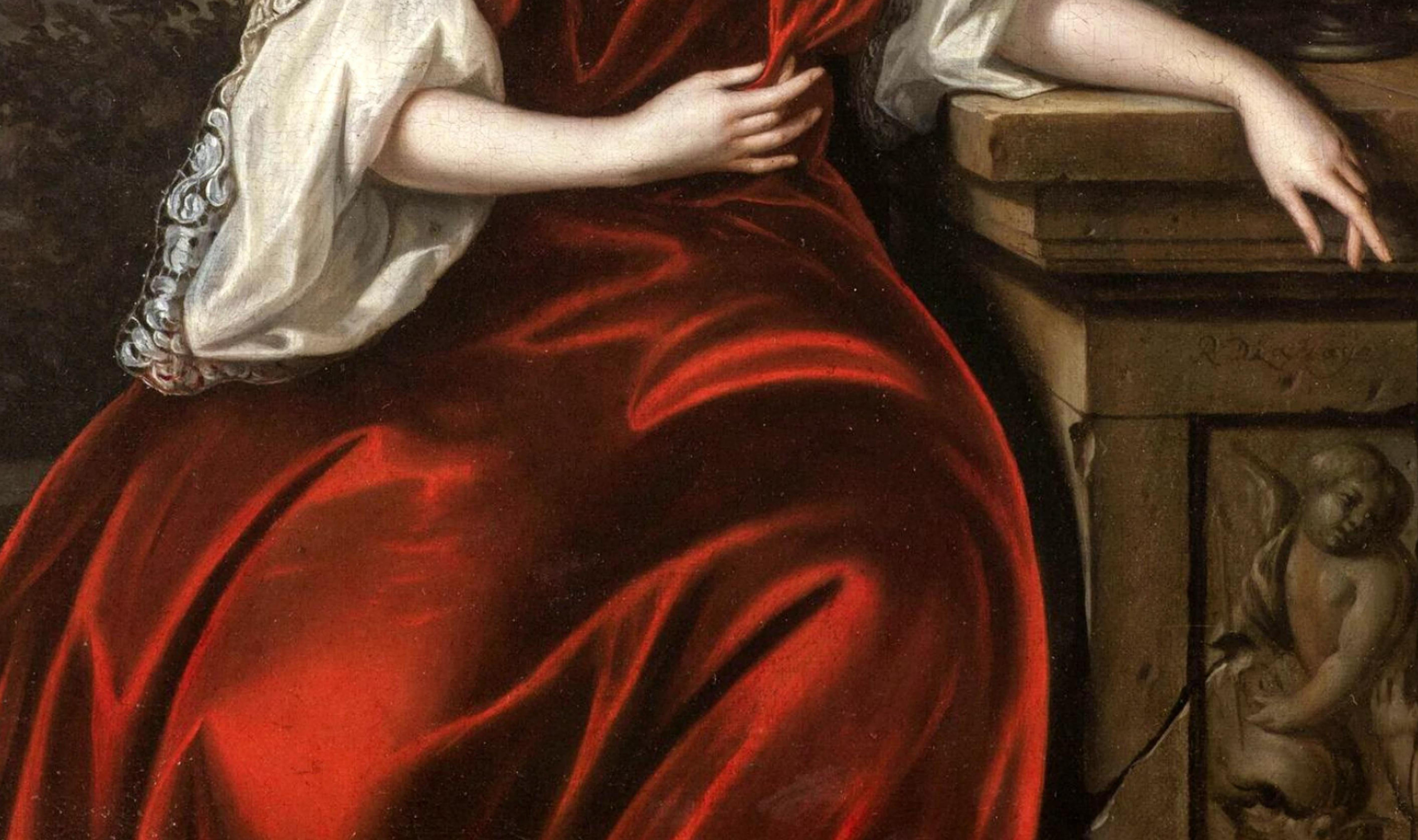 Reinier De La Haye (1640-1695) - PORTRAIT EINER DAME VOR EINER PARKLANDSCHAFT im Zustand „Gut“ im Angebot in Madrid, ES