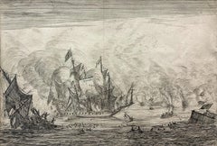   Navel Battle with an English Ship. Foundering on the Left, from Naval Battle