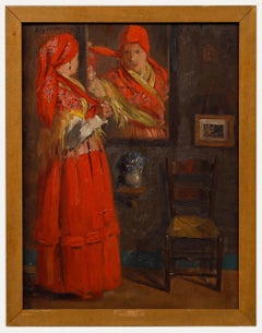 Reinier Pijnenburg (1884-1968) - Dutch School 1918 Oil, The Woman in Red