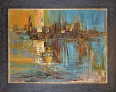 Port of Sidney. 60'ies. By Reinis Zusters. Oil on canvas. 75x100 cm. Signed