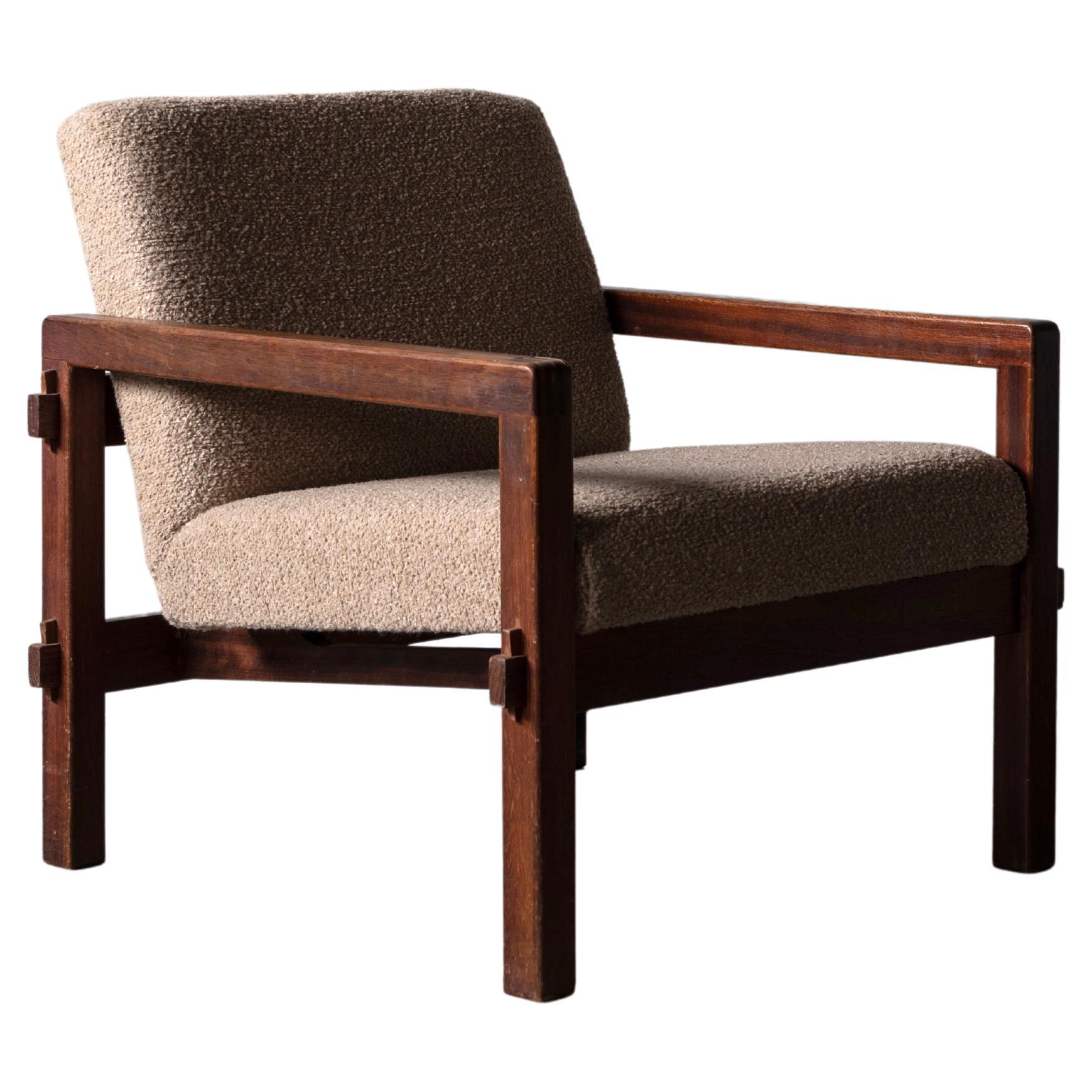 Reino Ruokolainen, "Stugo" Lounge Chair, Stained Oak, Fabric, Sweden 1959