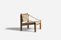 Reino Ruokolainen, Takkatuoli Chair, Oak, Canvas, Villa Juhki, Finland, 1950s