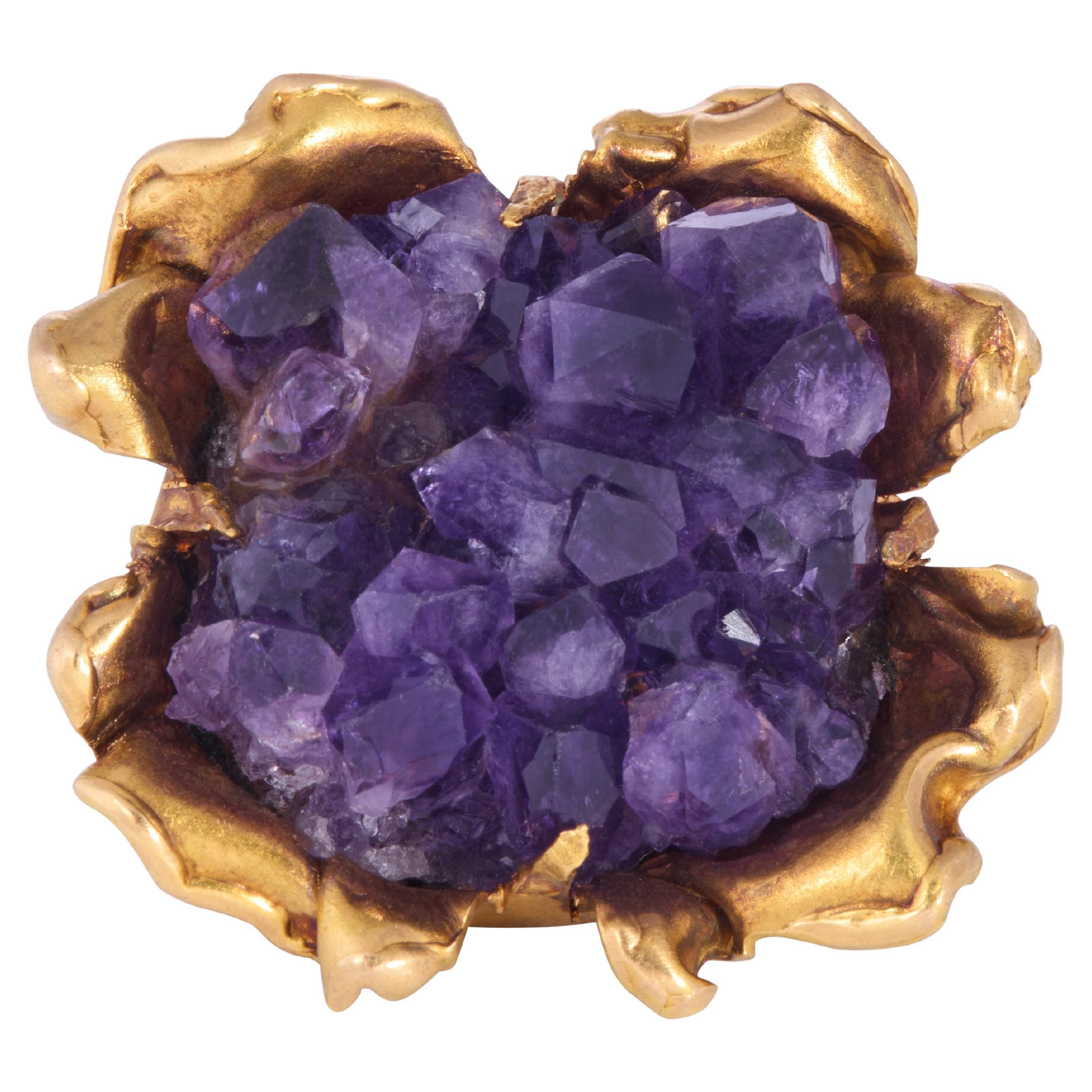 Reino Saastamoinen Broche Maahiset (diablotins de la terre) en améthyste et or 18 carats, 1969