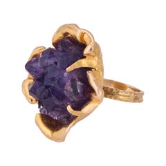 Reino Saastamoinen, Finland, Amethyst and 18K Gold "Earth Imps" Ring, 1969