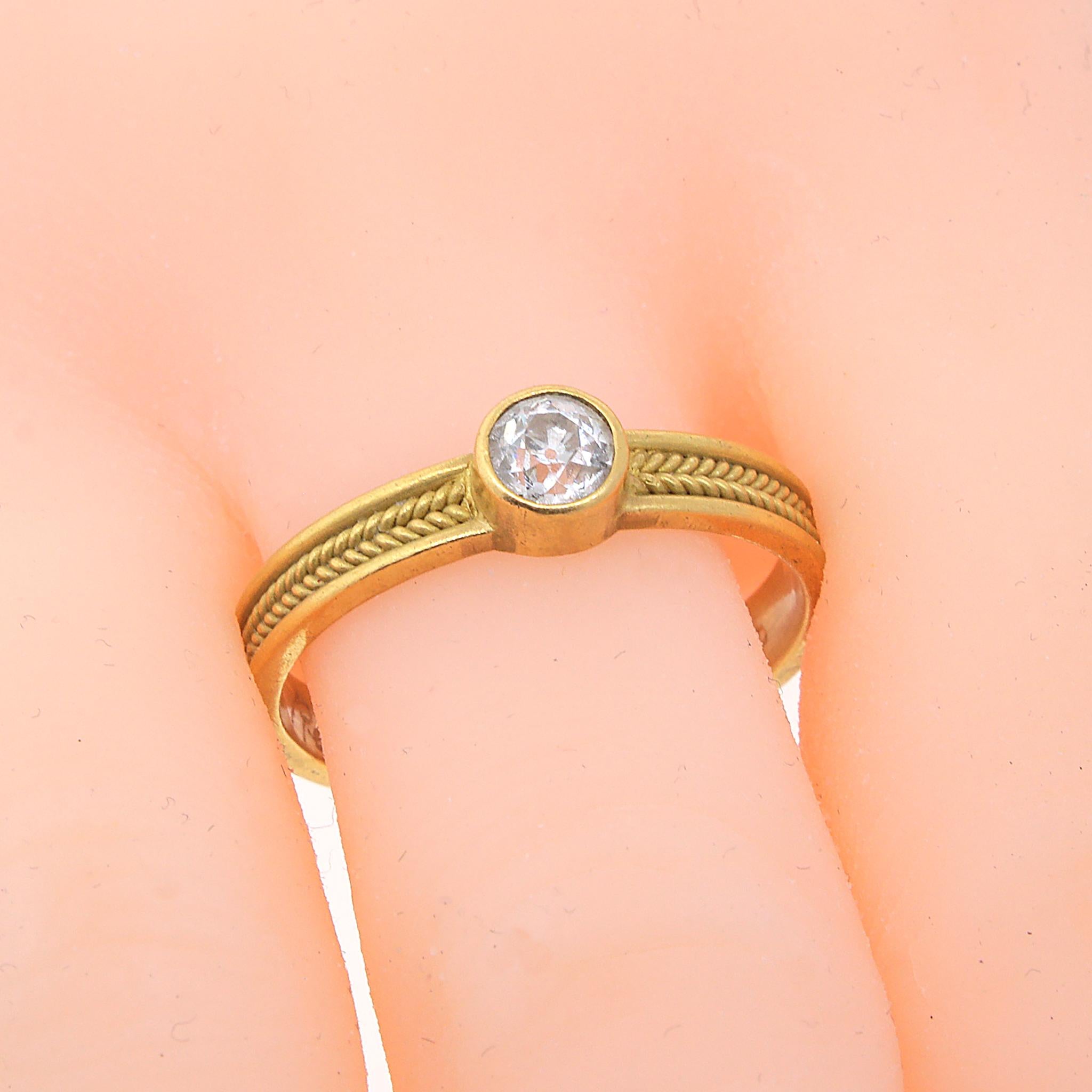 Reinstein Ross 20k massivem Gold Diamant geflochtener Ring (Rundschliff)