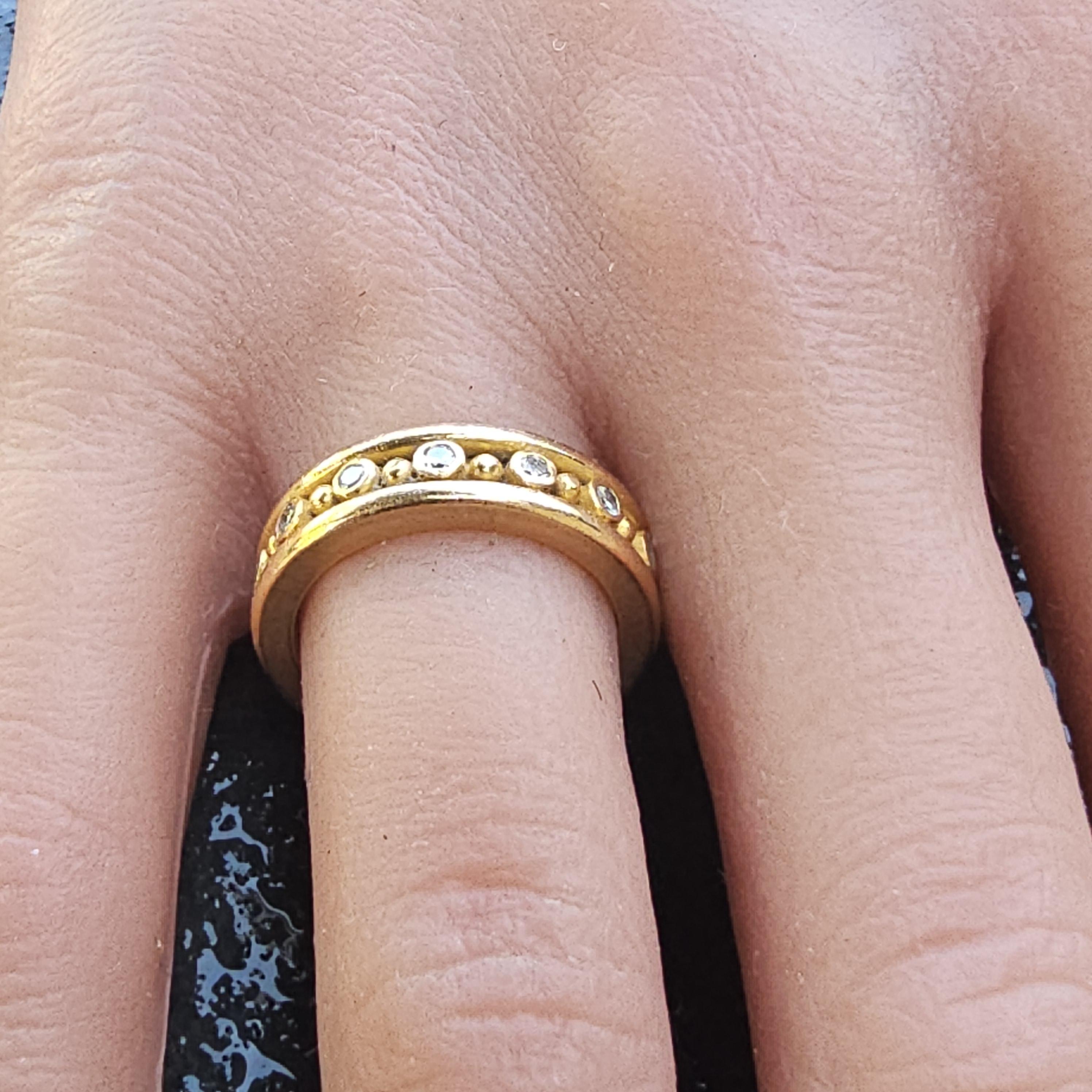 Reinstein/Ross Anello Eternità in oro 22k con diamanti e ghirlanda sz 5.75 9.6g in vendita 2