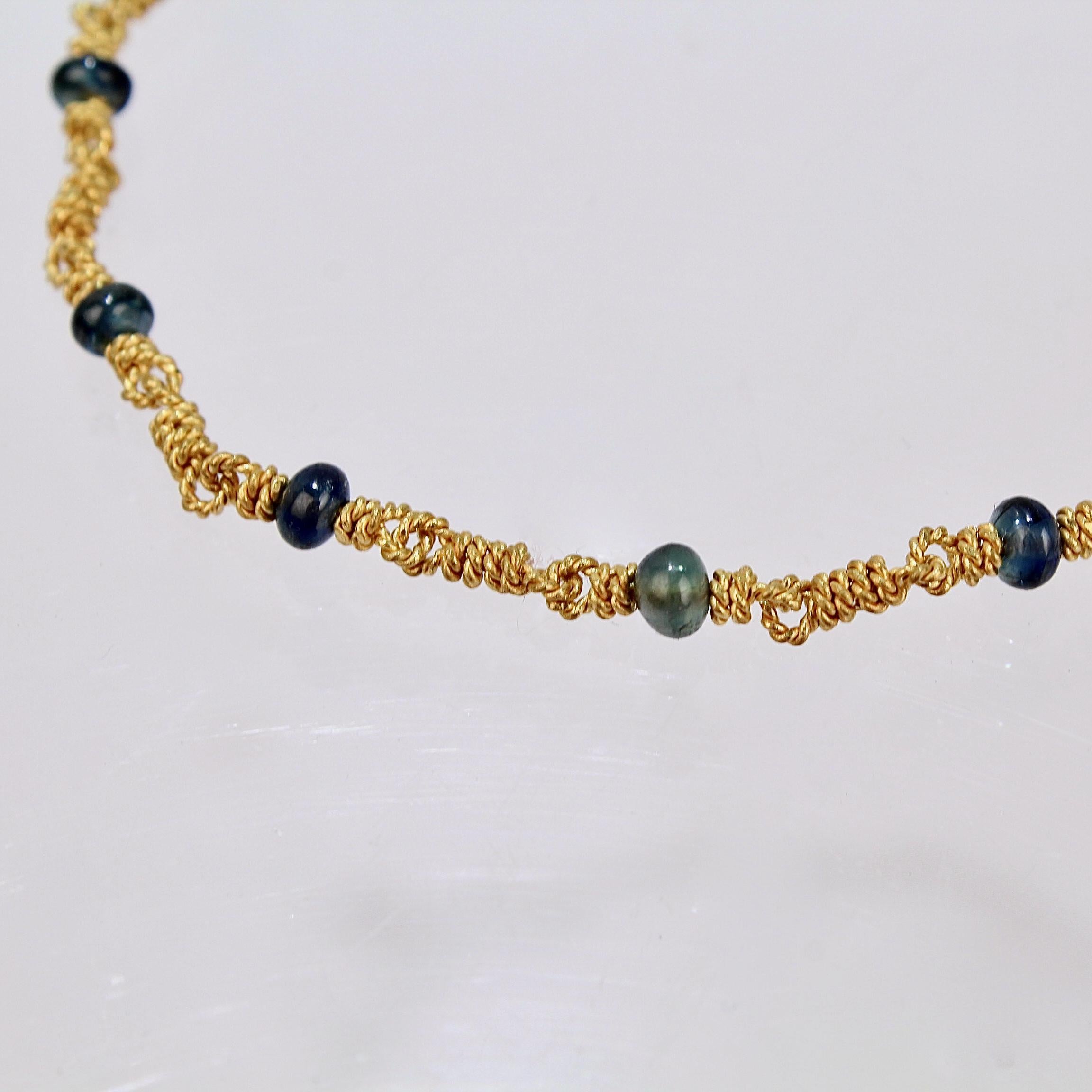 Reinstein Ross 22 Karat Gold Link and Sapphire Bead Bracelet 3