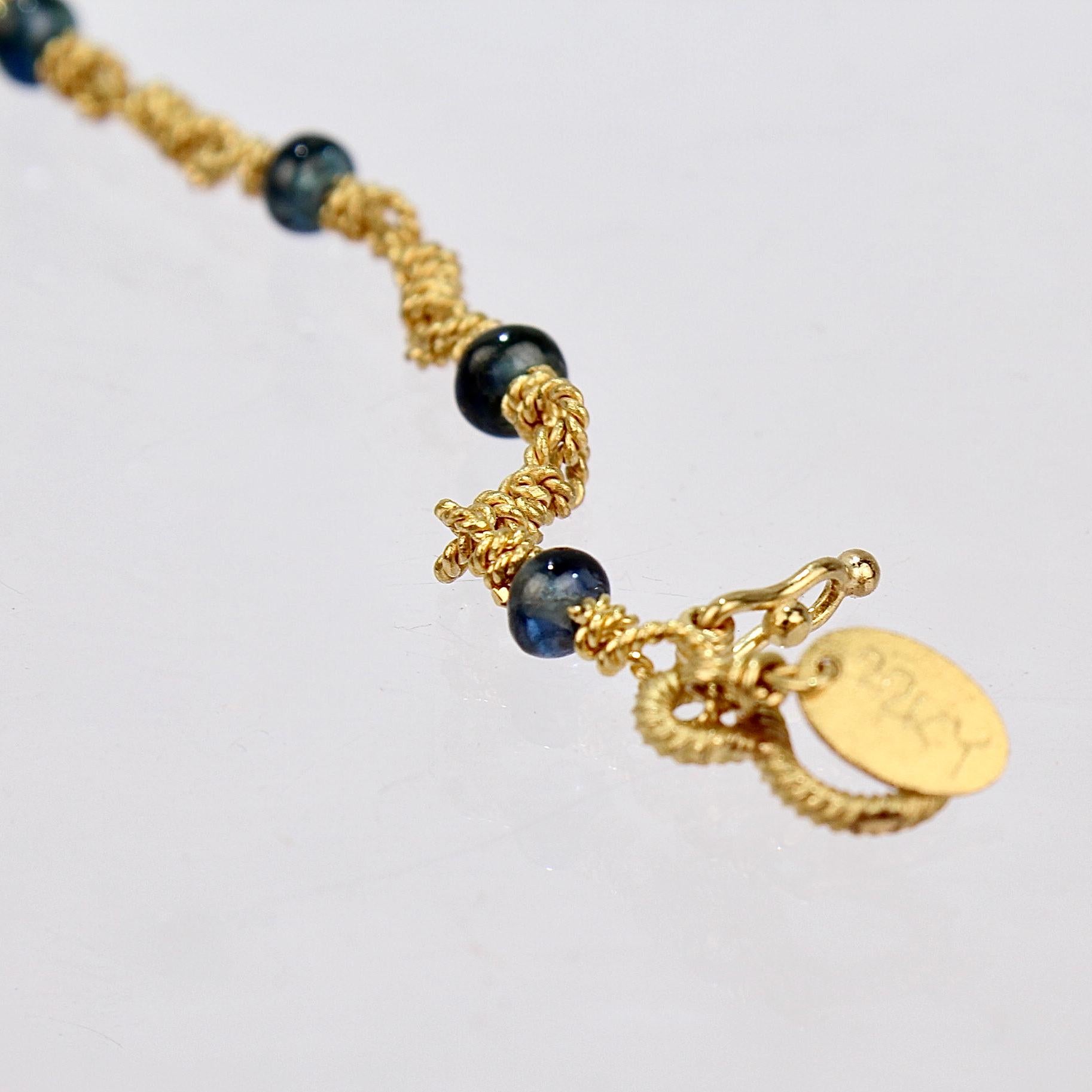 Reinstein Ross 22 Karat Gold Link and Sapphire Bead Bracelet 1