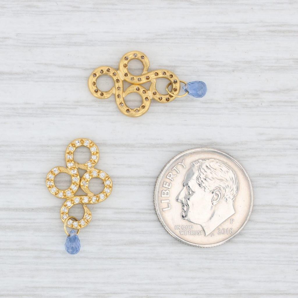 Donna Reinstein/Ross Arabesque Drops Zaffiro Briolette Orecchini Enhancers Oro 22k in vendita