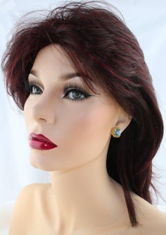 Reinstein Ross Classic 11.00 Carat Blue Topaz and Apricot Gold Stud Earrings