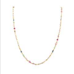 Reinstein Ross Ruby Sapphire Amethyst Emerald Pearl Yellow Gold Bead Necklace