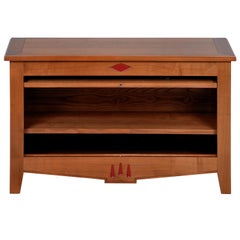 French Directoire Style interpreted handcrafted TV cabinet in solid cherry wood