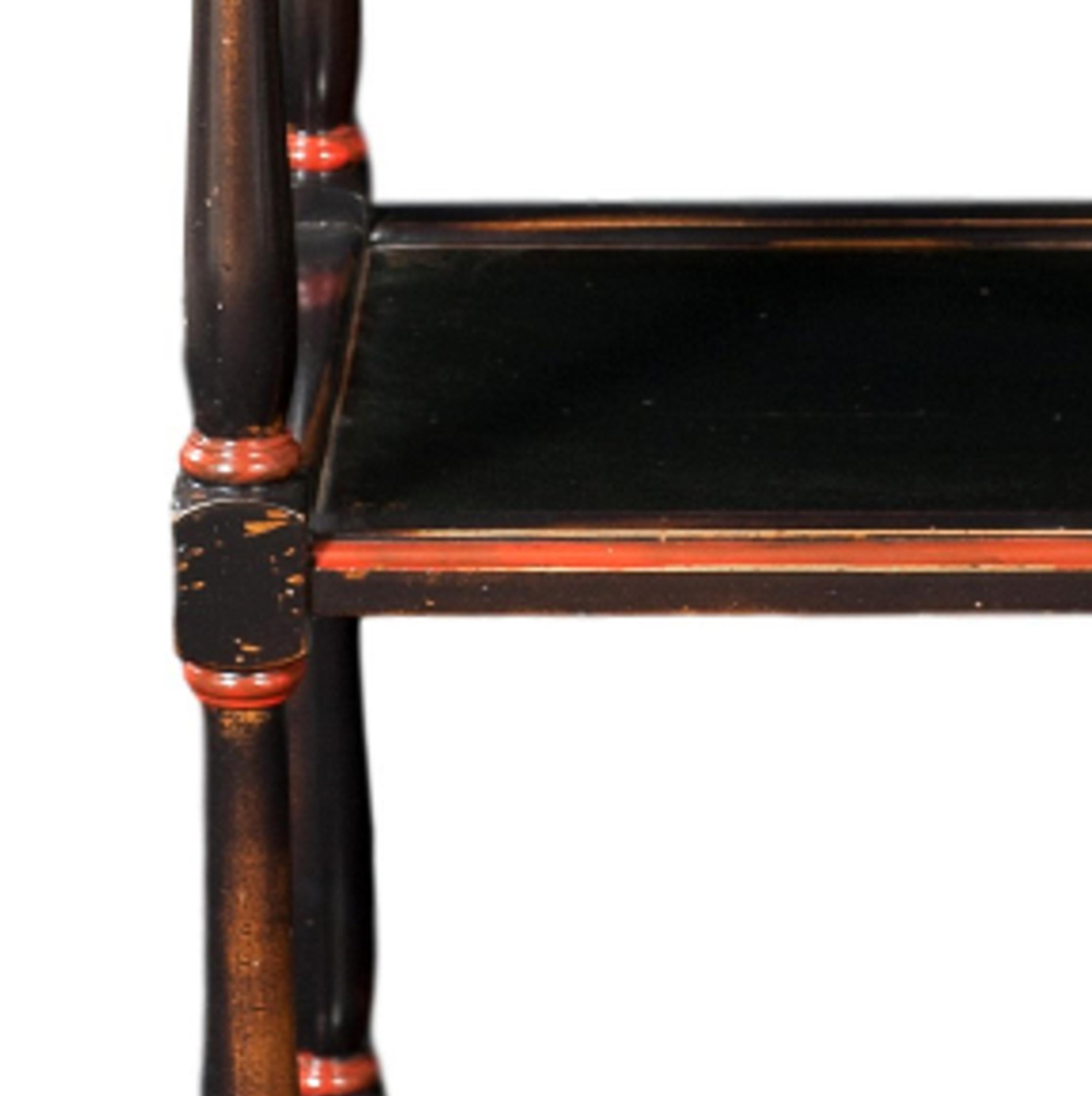 Hand-Crafted Reinterpreted Louis Philippe Style Serving Table in Cherry, Black & Orange  For Sale