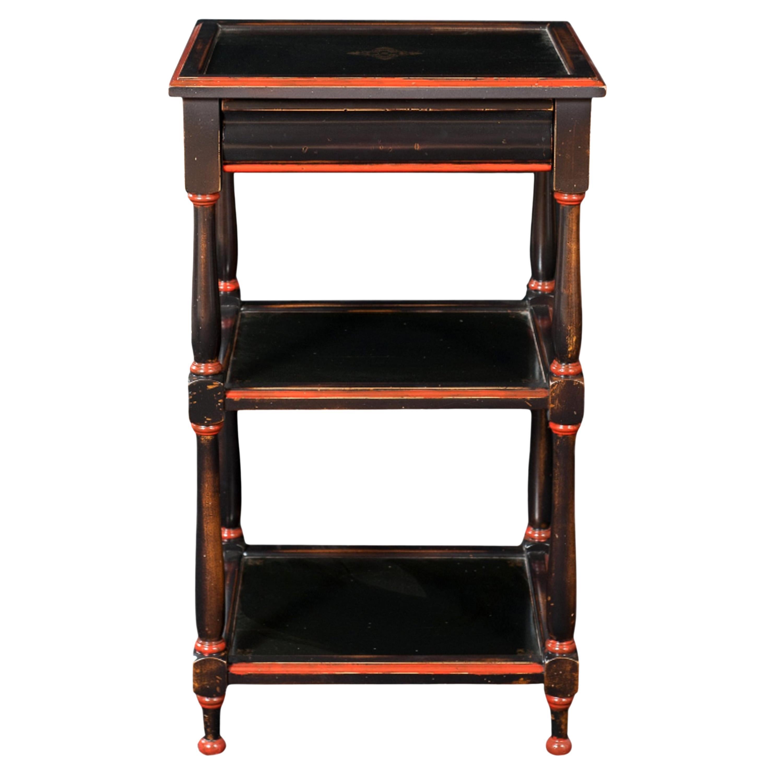 Reinterpreted Louis Philippe Style Serving Table in Cherry, Black & Orange  For Sale