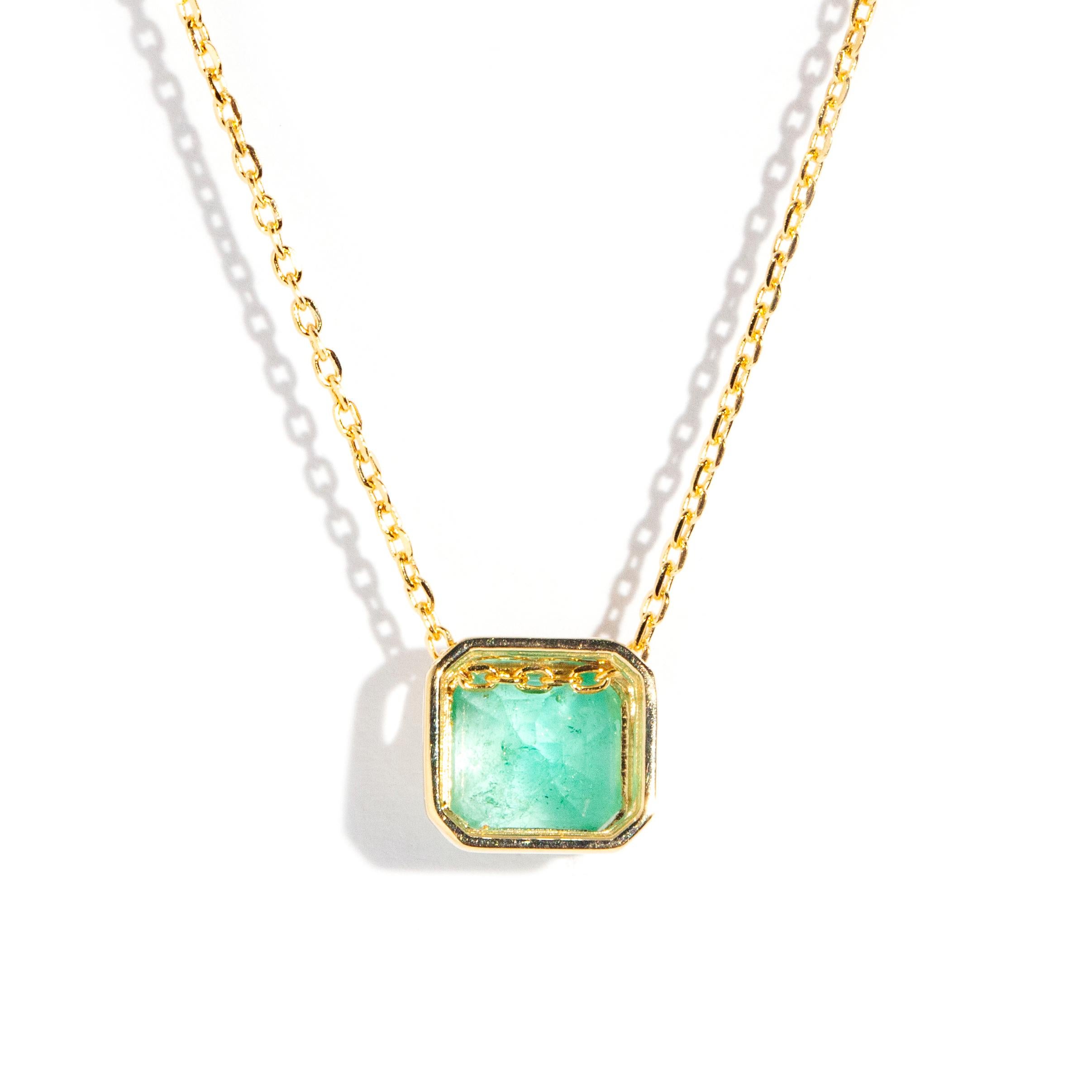 square emerald pendant necklace