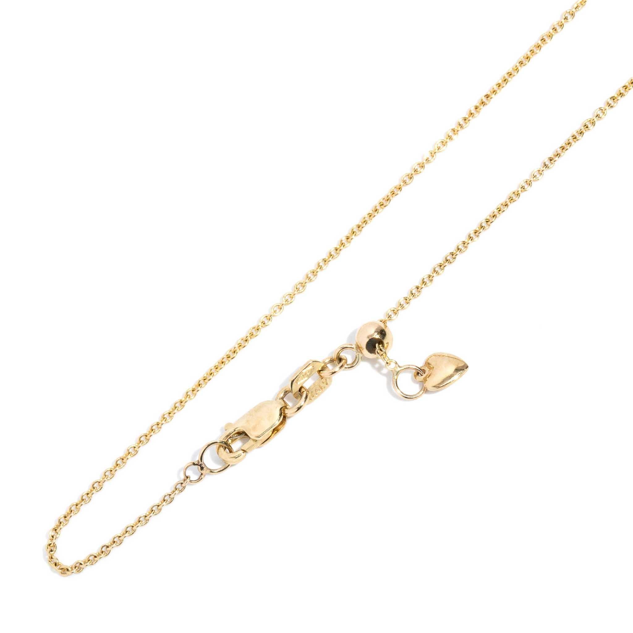 Pendentif et chaîne en or jaune 9 carats avec diamant et opale noire des années 1980 réinventés en vente 5