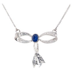 Reinvented Vintage Deep Blue Ceylon Sapphire Necklet 18 Carat White Gold