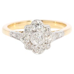 Reinvented Vintage Diamond Cluster Ring 18 Carat White 
Yellow Gold