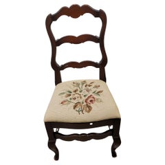 Reischman Furniture Ladder Back Mahogany Needlepoint Upholstered Chair