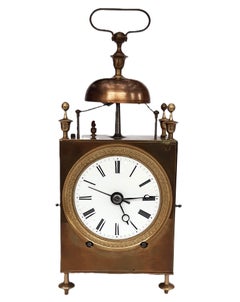 Reiseuhr Capucine Frankreich um 1800, Messinggehäuse, Schlagwerk und Weckerfunk