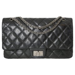 Reissue 2.55 Black Quilted Double Flap Bag