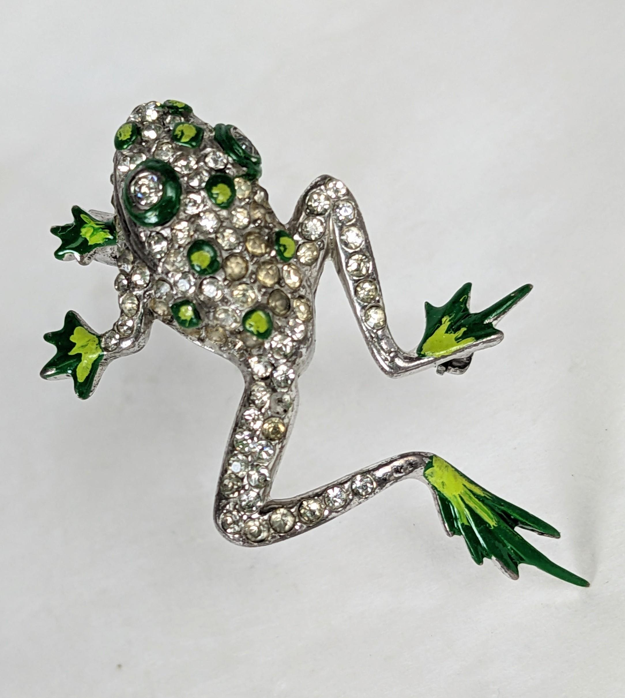 Reja Sterling Art Deco Enamel Frog In Good Condition For Sale In New York, NY