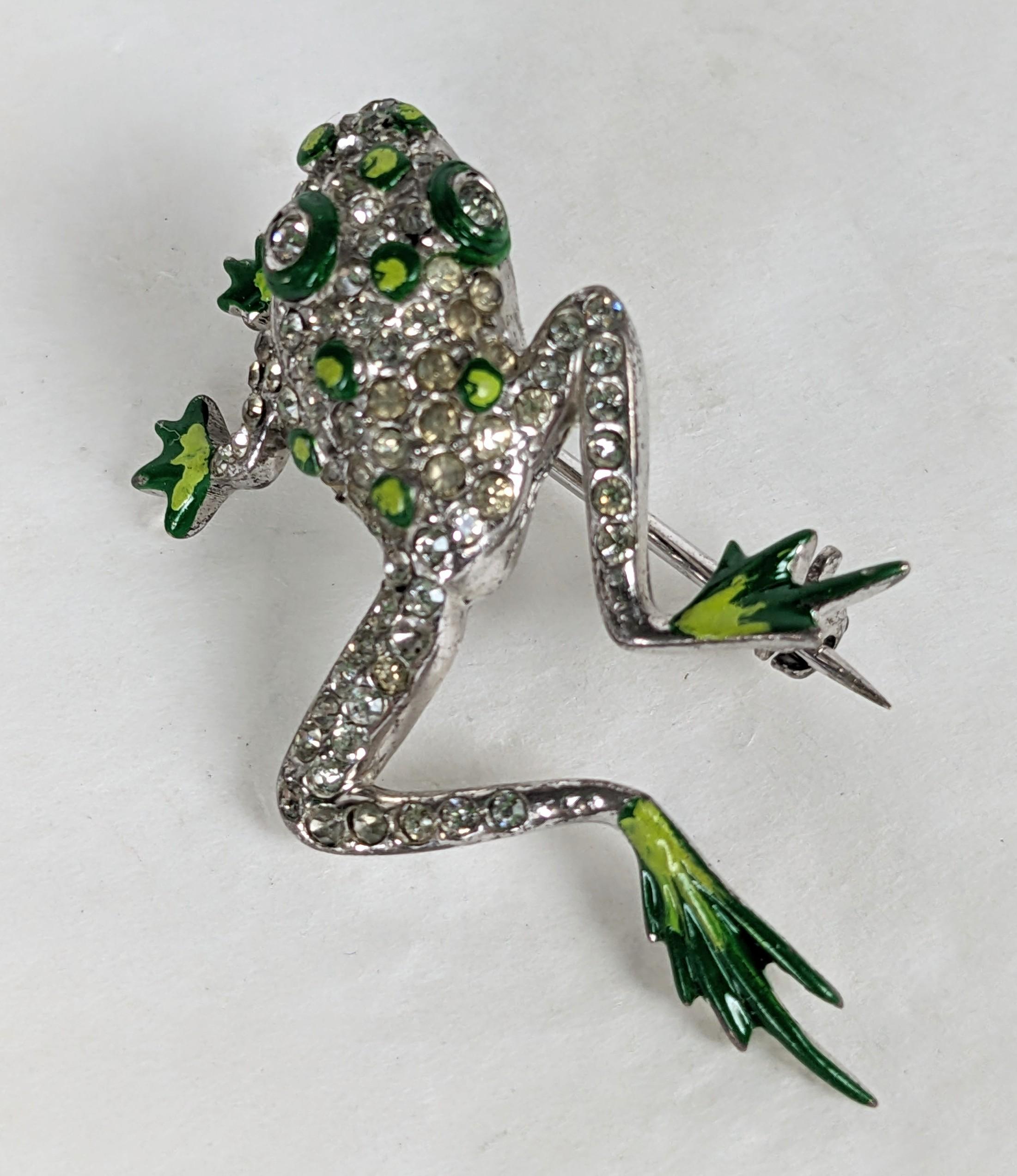 Women's or Men's Reja Sterling Art Deco Enamel Frog For Sale