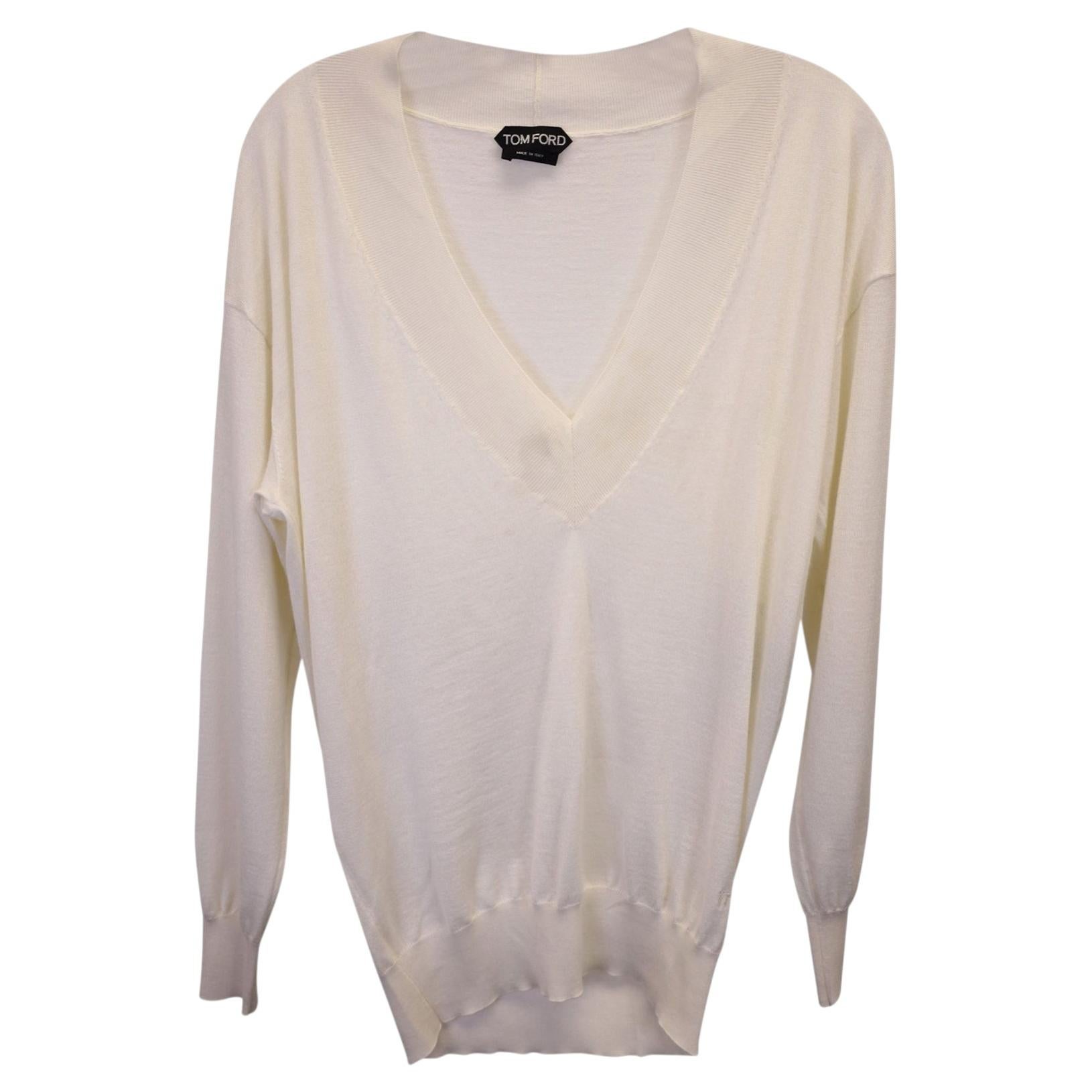 REJECTED Tom Ford Fine V-neck Sweater in Beige Cashmere