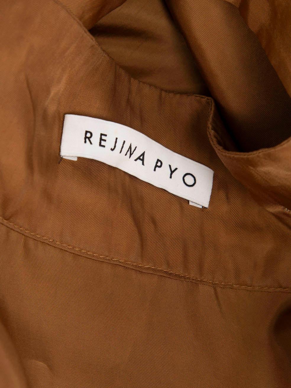 Rejina Pyo Brown Long Sleeve Neck Tie Shirt Size L 2