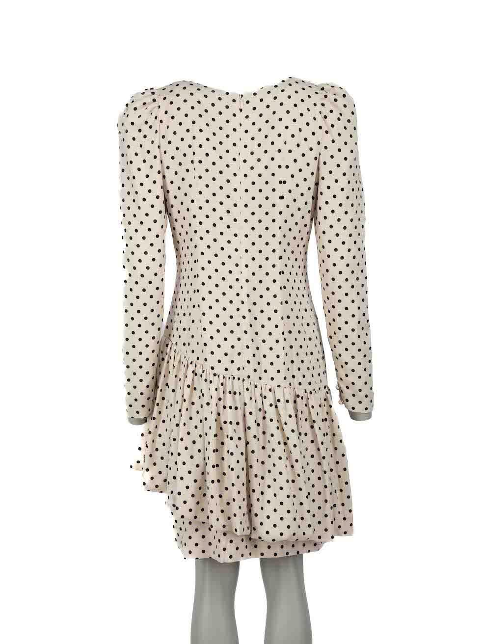 Rejina Pyo Cream Polkadot Asymmetric Hem Dress Size M In New Condition For Sale In London, GB